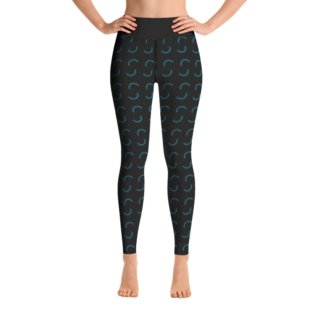 Mwilaco Ladies All-Print black and Teal Yoga Leggings